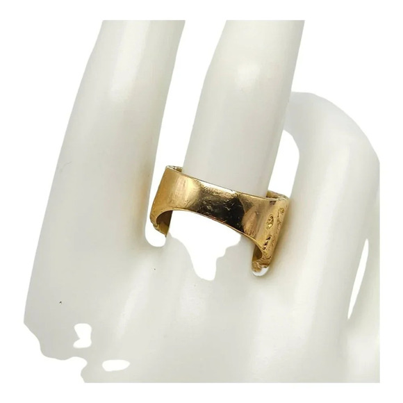 Faceted Cubic Zirconia Ring Textured Gold Tone Overlay Size 9 Vintage - Picture 3 of 5